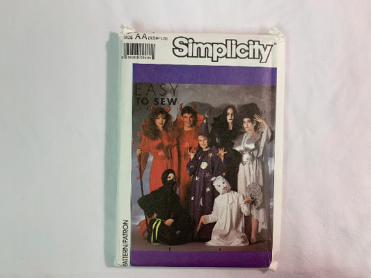 Simplicity Sewing Pattern 9304 Six Adult Costume, Halloween, Devil, Ghost, Wizard, Ninja, Hood, Vampiress, Frankenstein, Size 30-44, Uncut, Vintage 1989