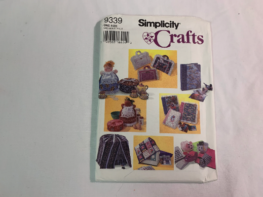 Simplicity Sewing Pattern 9339 Crafts, 10 Variations of Covers, Bird Cage, Sewing Machine, Computer Mouse, Casserole, Cookie Tin/Jar, Book Carriers, Album, Uncut, Vintage 1995