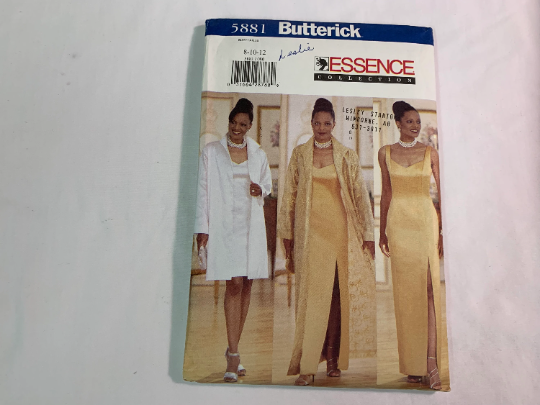 Butterick Sewing Pattern 5881 Misses'/Misses' Petite Duster, Dress, Loose-Fitting, Lined, Long Sleeves Sleeveless, Straight Skirt, Zipper, Size 8-12, Uncut, Vintage 1998