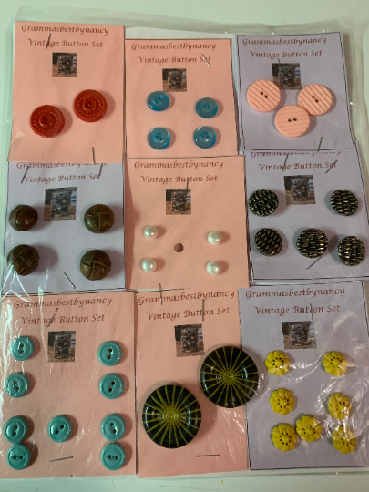 Vintage 9 Cards of Buttons, Jackets, Sewing, Hobbies, Sweaters, Children, Clothes (Envelope #1)