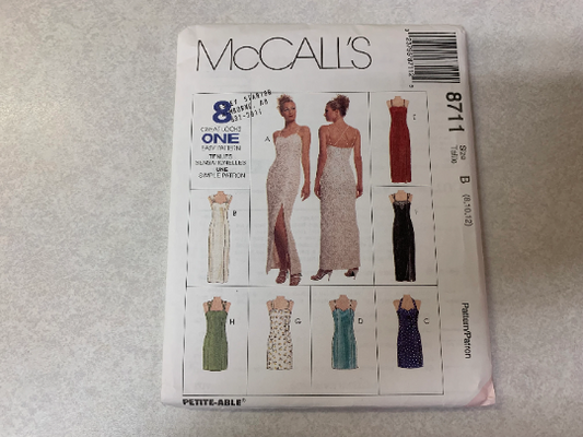 McCall's 8711 Misses' Lined Dress. Size 8-12, Uncut, Vintage 1997