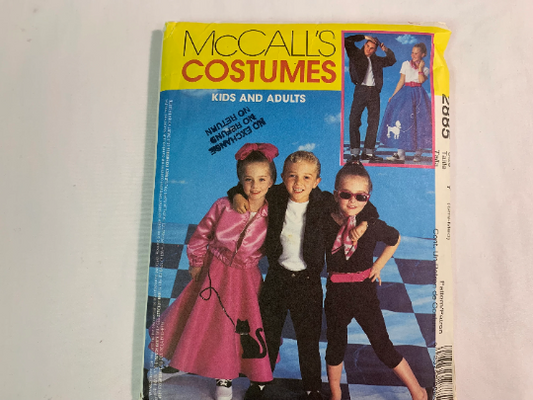 McCall's Sewing Pattern 2885 Misses'/Men's 1950's Costume, Halloween, Size Small (31), Front Zipper, Circular Skirt, Capri Pants, Jacket, Cut, 2000