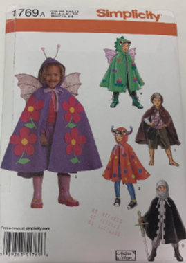 Simplicity New Look Sewing Pattern 1769 Girls' Boys' Costume Cape, Hood, Size 3-8, Uncut, 2012