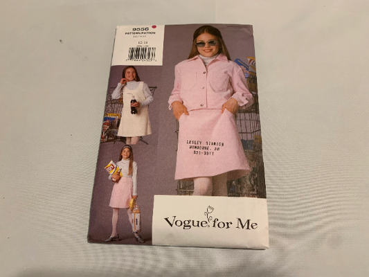 Vogue Sewing Pattern 9556 Girls' Children's Jacket, Skirt, Jumper, Loose-Fitting, Two Lengths, Size 12-14, Uncut, Vintage 1996