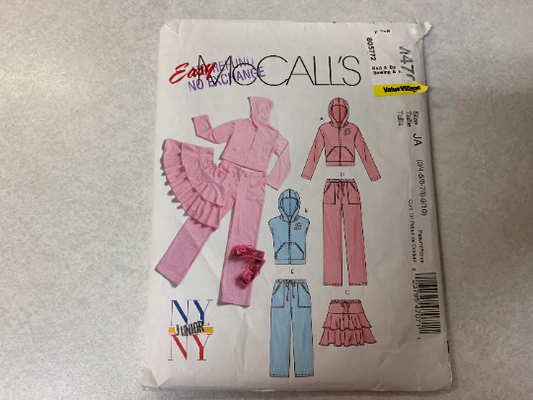 McCall's Sewing Pattern M4707 Girls' Jacket, Vest, Skirt, Pants, Semi-Fitted, Zipper, Hood, Sleeveless, Pockets, Size 3-10, Uncut, 2004