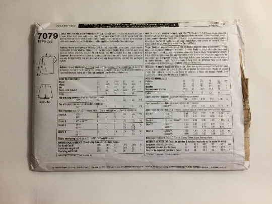 Simplicity Sewing Pattern 7079 Girls' Knit Top and Shorts, Zipper, Pullover, Stretch Knits, Long/Short Sleeves, Size 12-14, Cut, Vintage 1996
