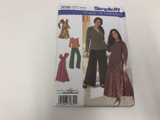 Simplicity Sewing Pattern 3699 Khaliah Ali Collection Misses'/Women's Knit Tops, Dress, Skirt, Pants, Size 18W-24W, Uncut, 2007