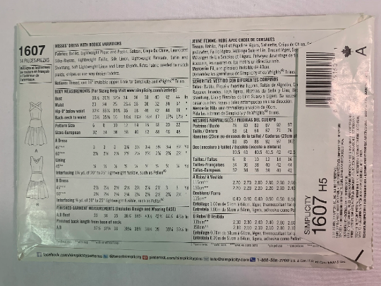 Simplicity Sewing Pattern 1607 Cynthia Rowley, Misses' Dress With Bodice Variations, Flared Skirt, Criss-Cross Back, Size 6-14, Cut, 2013