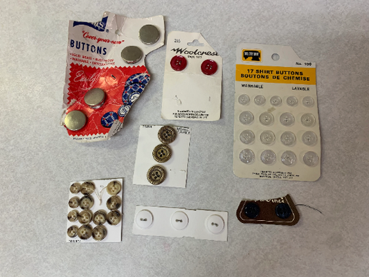 Vintage Buttons, Shank, Flat, Red, Silver, White, Blue, Clear, Gold, Various Sizes, Shiny, Sewing, Scrapbooking, Crafts, Round, Shirt, Baby