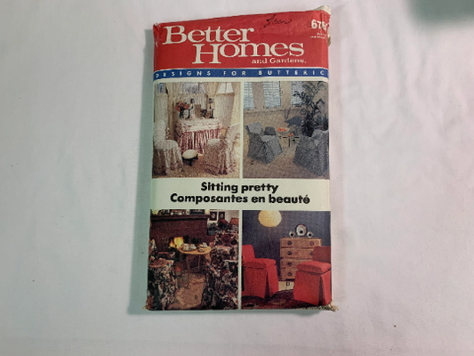 Butterick Sewing Pattern Better Homes 6763 Home Decor, Chair Covers, 4 Variations, Bentwood, Directors, Metal Grill, Breuer, Ties, Pleats, Uncut, Vintage 1988