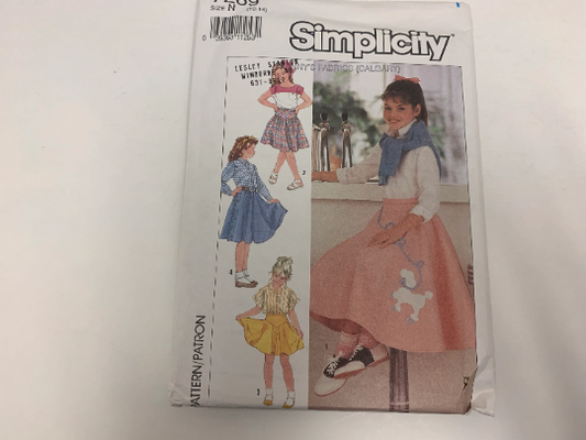 Simplicity Sewing Pattern 7269 Girls' Decorated Skirts, 4 Variations, Three Lengths, Full Flared, Zipper, Waistband, Size 10-14, Uncut, Vintage 1991