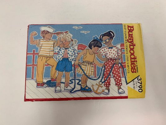 Butterick Sewing Pattern Busybodies Sewing Pattern 3790 Toddlers' Jacket, Top, Tank Top, Skirt, Shorts, Pants, Loose-Fitting, Size 4-6, Cut, Vintage 1989