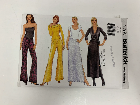 Butterick Sewing Pattern 6769 Misses'/Misses' Petite Straight Skirt, Flared Pants, Two Lengths, Semi-Fitted, Zipper, 4 Variations, Slit, Size 12-16, Uncut, 2000