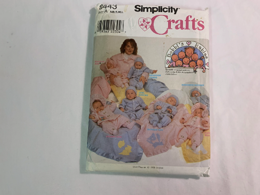 Simplicity Bobbi McCaughey's Sewing Pattern 8443, Babies' Coat, Pants, Hats, Diaper Bag, Blanket, Applique, Bonnet, Elastic Waist, Top, Size 7-24 Pounds, Uncut, Vintage 1998