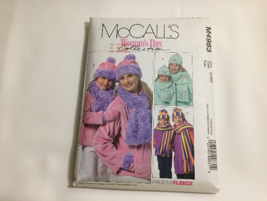 McCall's Sewing Pattern M4983 Misses' Children's, Jacket, Vest, Hat, Scarf, Mittens, Pockets, Size S-L Adults, Size 3-8, Cut, 2005