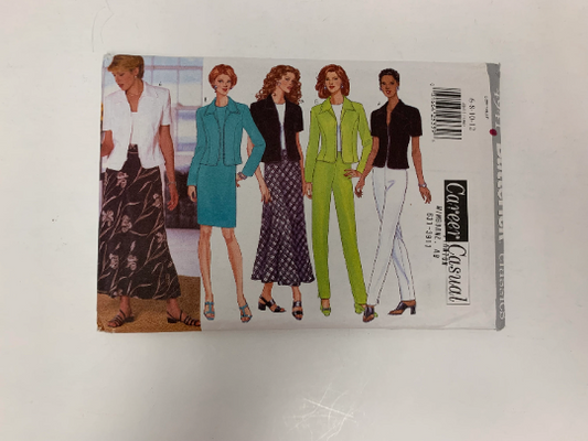 Butterick Sewing Pattern 4941 Misses' Jacket, Dress, Pants, Skirt, Unlined, Shoulder Pads, Loose-Fitting, Pockets Size 6-12, Uncut, Vintage 1997