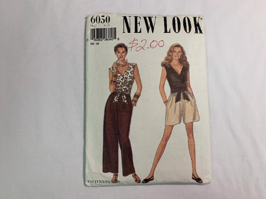 Simplicity New Look Sewing Pattern 6050 Misses' Top, Pants, Shorts, Sleeveless, Elastic Waist, Wrap, Tie, Loose-Fitting, Pull-On, Size 6-16, Uncut, Vintage 1999