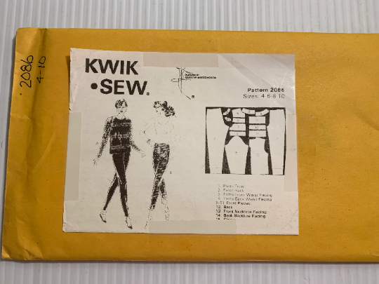 KWIK 2086 Misses' Tops, Pants, Size 4-10, Uncut, Vintage 1991