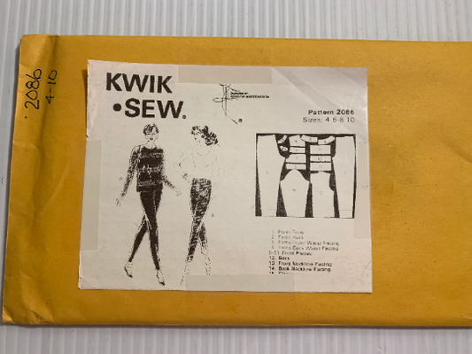 KWIK 2086 Misses' Tops, Pants, Size 4-10, Uncut, Vintage 1991