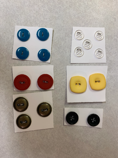 Vintage Gutermann Buttons, Flat, Red, Blue, Yellow, Black, Metal Clear, Various Sizes, Shiny, Sewing, Scrapbooking, Crafts, Round, 2/4 Hole