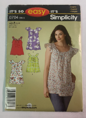 Simplicity Sewing Pattern 0704 Misses' Top, Shirt, Summer, Pullover Sleeveless, Size 8-18, Uncut, 2013
